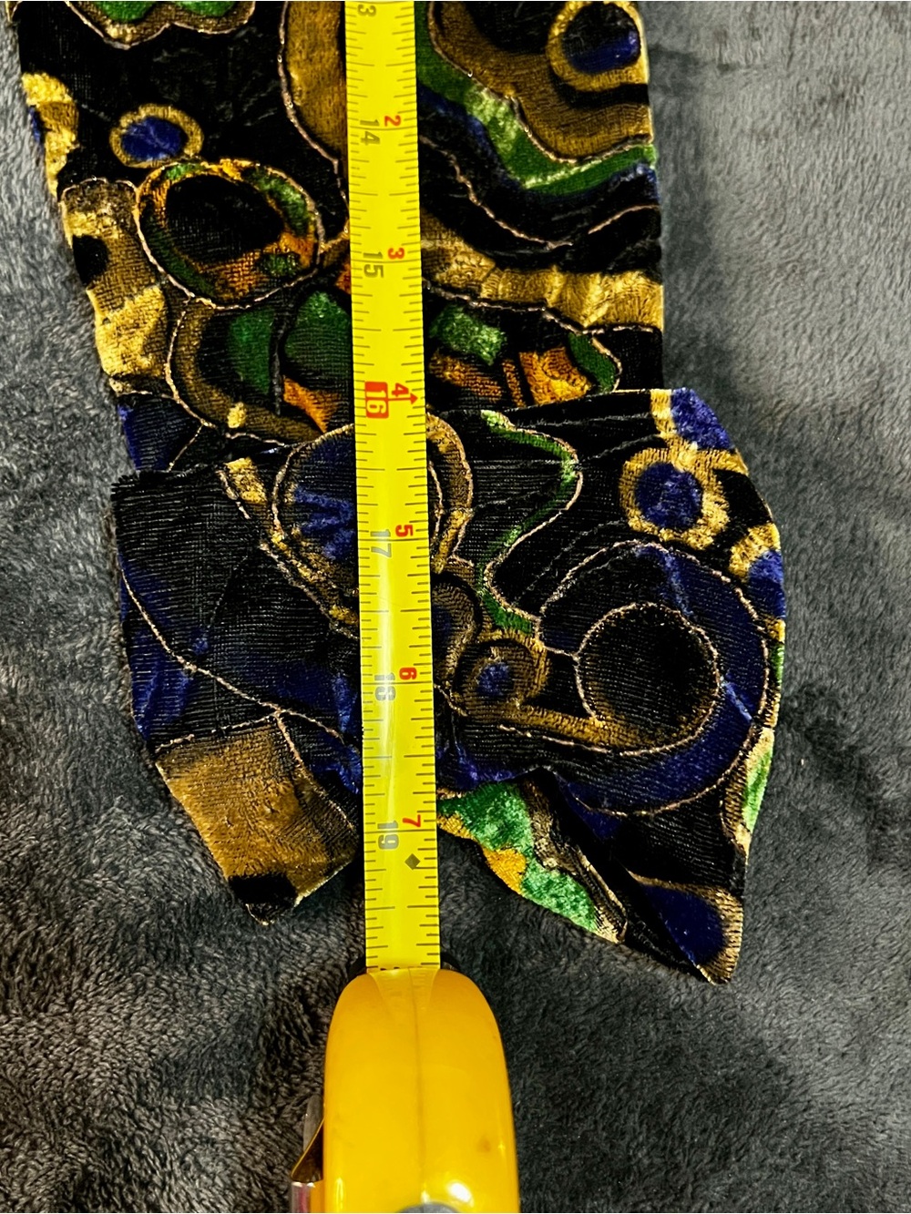 Another Thyme Vtg 90s Geo Abstract Velvet Metallic Artsy Glam Open Blazer S/M - Picture 13 of 14